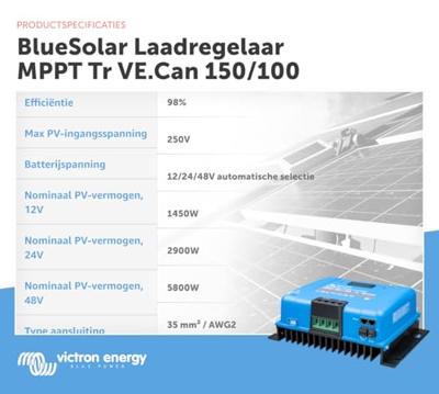Victron Energy BlueSolar 150/100-Tr VE.Can Laadregelaar voor zonne-energie MPPT 12 V, 24 V, 48 V 100 A