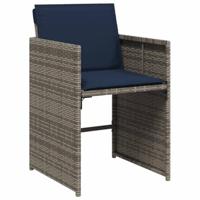 Tuinstoelen 4 st met kussens poly rattan grijs - thumbnail
