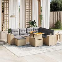 8-delige Loungeset met kussens poly rattan beige - thumbnail