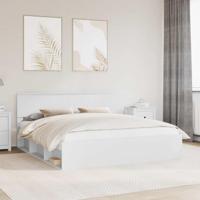 Bedframe met hoofdeinde Wit 180 x 200 cm Massief grenenhout - thumbnail