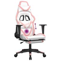 Massage gamestoel met voetensteun kunstleer zwart en roze - thumbnail
