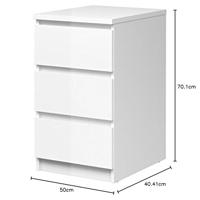Nachtkastje Naia - 3 lades - hoogglans wit - Leen Bakker - thumbnail