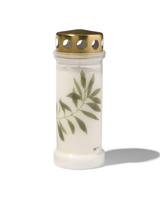 HEMA Herdenkingslicht Ø6.5x17 bladeren (wit) - thumbnail