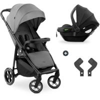 HAUK - 2-in-1 Shop N Care reisset - kinderwagen + autostoel + adapters - 4 wielen - grijs - thumbnail