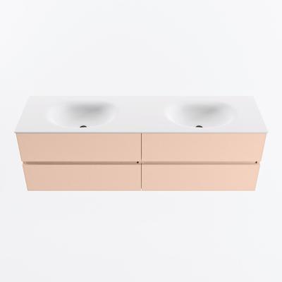 MONDIAZ VICA 160cm badmeubel onderkast Rosee 4 lades. Wastafel MOON dubbel 2 kraangaten, kleur Talc.