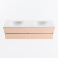 MONDIAZ VICA 160cm badmeubel onderkast Rosee 4 lades. Wastafel MOON dubbel 2 kraangaten, kleur Talc. - thumbnail