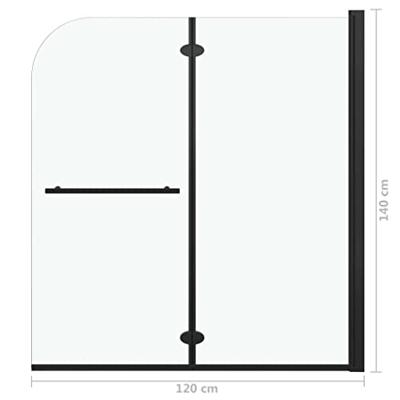 VidaXL Douchewand inklapbaar 2 panelen 120x140 cm esg zwart