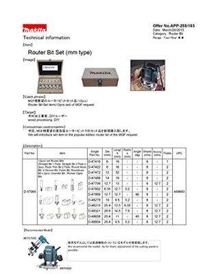 Makita Accessoires Freesset 12-Dlg 6mm - D-57065 - D-57065