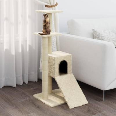 Kattenmeubel met sisal krabpalen 92 cm crmekleurig