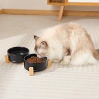 Keramieken kommen met bamboe ondersteuning 2x350 ml - Mpets - OPERA - Zwart - thumbnail