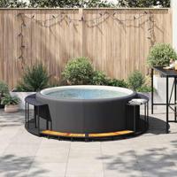 Hottub Surround opbergruimte houten opstapje poly rattan zwart - thumbnail