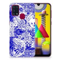 Silicone Back Case Samsung Galaxy M31 Angel Skull Blauw - thumbnail