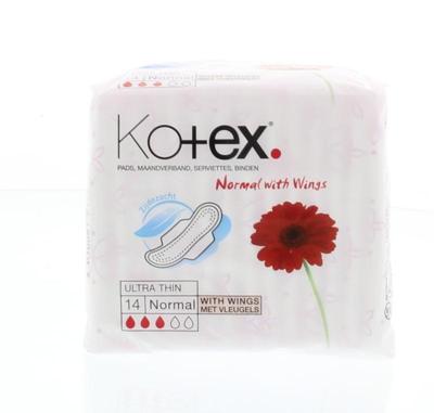Kotex Ultradun Normal met Vleugels Maandverband 14st Kotex Ultradun Normal met Vleugels Maandverband 14st
