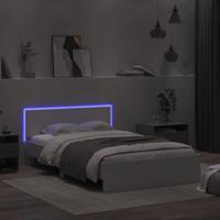 Bedframe met hoofdeinde en LED wit 135x190 cm - thumbnail