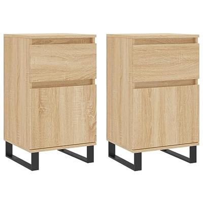Dressoirs 2 st 40x35x70 cm bewerkt hout sonoma eikenkleurig