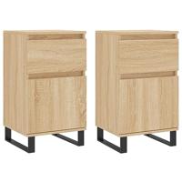 Dressoirs 2 st 40x35x70 cm bewerkt hout sonoma eikenkleurig - thumbnail