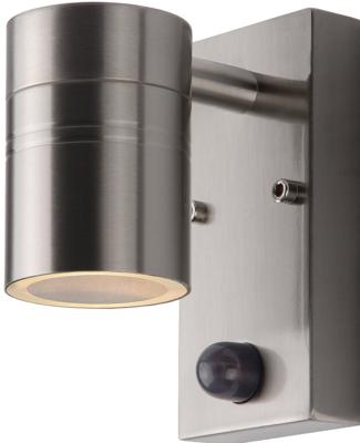 Lucide ARNE-LED IR - Wandspot / Wandlamp Binnen/Buiten - Ø 6,3 cm - LED - GU10 - 1x5W 2700K - IP44 - Beweging & dag/nacht sensor - Mat chroom