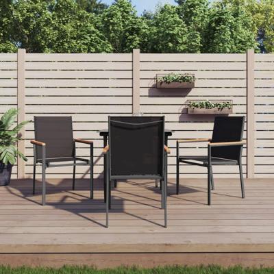 5-delige Tuinset textileen en staal zwart