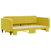 Slaapbank met onderschuifbed 100x200 cm fluweel geel - thumbnail