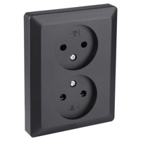 Q-Link Contactdoos | Inbouw | 2-voudig | Met Aanraakbeveiliging | Zwart - 01.094.49 - thumbnail