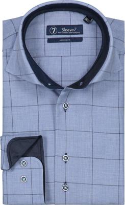 Sleeve7 Heren Overhemd Blauw Geruit Flannel Sleeve7 Heren Overhemd Blauw Geruit Flannel
