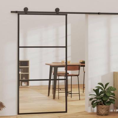 VidaXL Schuifdeur 102x205 cm esg-glas en aluminium zwart