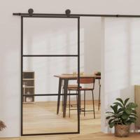 VidaXL Schuifdeur 102x205 cm esg-glas en aluminium zwart - thumbnail