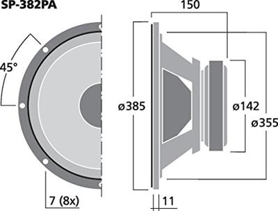 Monacor SP-382PA 15 inch 38.5 cm Woofer 150 W 8 Ω
