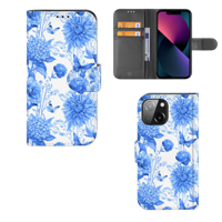 Hoesje voor iPhone 13 Mini Flowers Blue | Portemonnee hoesje - thumbnail