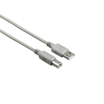 Hama USB A naar USB B-kabel (manden, USB-A 2.0, USB-B, 480 Mbit/s, 0,5 A, voor PC, notebook, 1,5 m) grijs