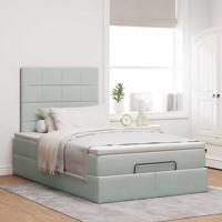 Ottoman bed met matrassen en LED's 80x200cm fluweel lichtgrijs - thumbnail