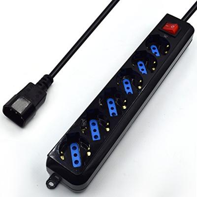 Ewent EW3925 Stekkerdoos voor UPS 6-plaats Continuity Group (Italiaanse 10/16A en Schuko/Duitse stekkers) – stekkerdoos met VDE-stekker – kabellengte 1,5 meter