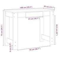 Bureau 100x45x75 cm bewerkt hout zwart - thumbnail