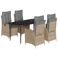5-delige Tuinset met kussens poly rattan beige - thumbnail