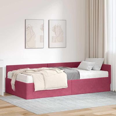 Hoekbedframe met Matras Anders 2 pcs Groen Fluweel
