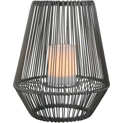 LED Tafellamp met Zonne-energie - Trion Minera - Dag en Nacht Sensor - Spatwaterdicht IP44 - Ovaal - Mat Grijs - Kunststof