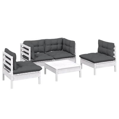 5-delige Loungeset met kussens massief grenenhout - thumbnail