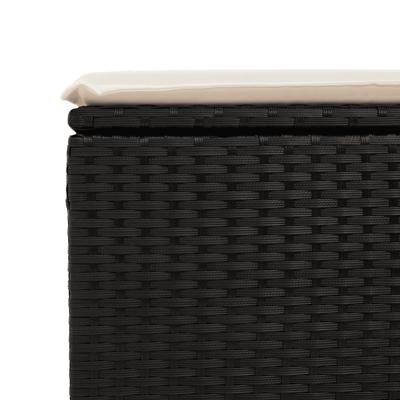 5-delige Loungeset met kussens poly rattan zwart - thumbnail