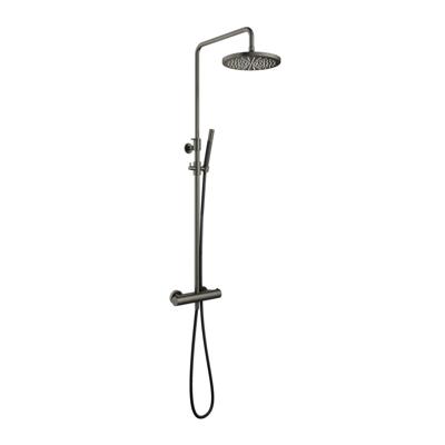 Hotbath Cobber - Stortdoucheset - 300 mm Hoofddouche - 360 mm Hartafstand - Glijstang - Staafmodel Handdouche - Verouderd Ijzer - Mat Glans - Opbouw - 1/2 Inch Aansluiting - V02
