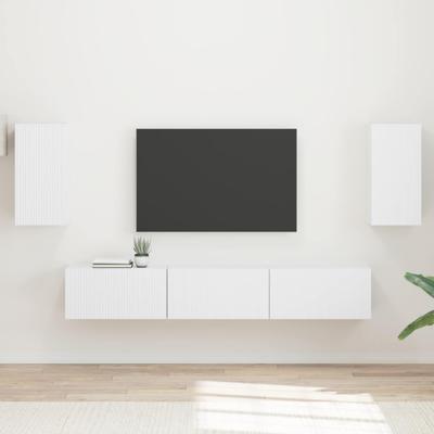 Tv-meubelset Wandgemonteerd 3 pcs Wit Bewerkt hout