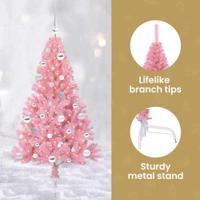 VidaXL Kunstmatig voorverlicht kerstboom met 150 led roze 150 cm pvc - thumbnail