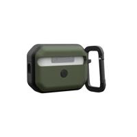 URBAN ARMOR GEAR UAG Civiele hoes voor de Apple AirPods Pro 2022 [compatibel met draadloos opladen/status-LED zichtbaar, Lightning-connectordeksel, afneembare karabijnhaak] Olijfje - thumbnail