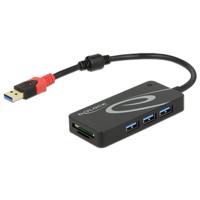 Delock 62899 Externe USB 3.2 Gen 1 Hub USB Type-A > 3 x USB Type-A + SD-kaartlezer met 2 sleuven - thumbnail