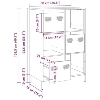 Hoge kast 68x39x103,5 cm staal olijfgroen