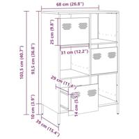 Hoge kast 68x39x103,5 cm staal olijfgroen - thumbnail
