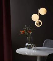 Nordlux HanglampLilly 3-lichts goud met witte bol - 48603035 - thumbnail