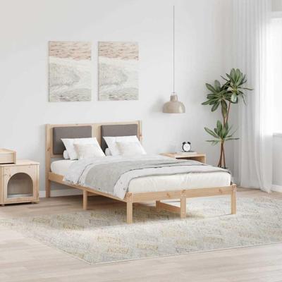 Bedframe met hoofdeinde Taupe 120 x 190 cm Massief grenenhout
