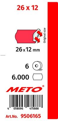 METO Prijslabels 9506165 Permanent hechtend Breedte etiket: 26 mm Hoogte etiket: 12 mm Rood 1 stuk(s)