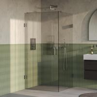 Brauer Void - Douchecabine met Draaideur - Helder Glas - 100x100x200 cm - incl. Glascoating - PVD RVS-Kleurig Geborsteld - thumbnail