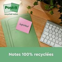 Post-it Super Sticky Notes Recycled, 70 vel, ft 76 x 76 mm, assorti, pak van 3 blokken - thumbnail